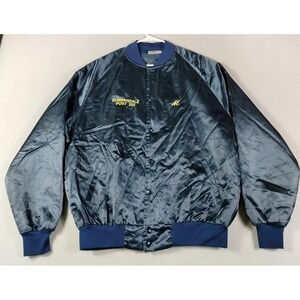 Vintage Satins Jacket Mens XL Blue Satin American Legion Robbinsdale MN Post 251